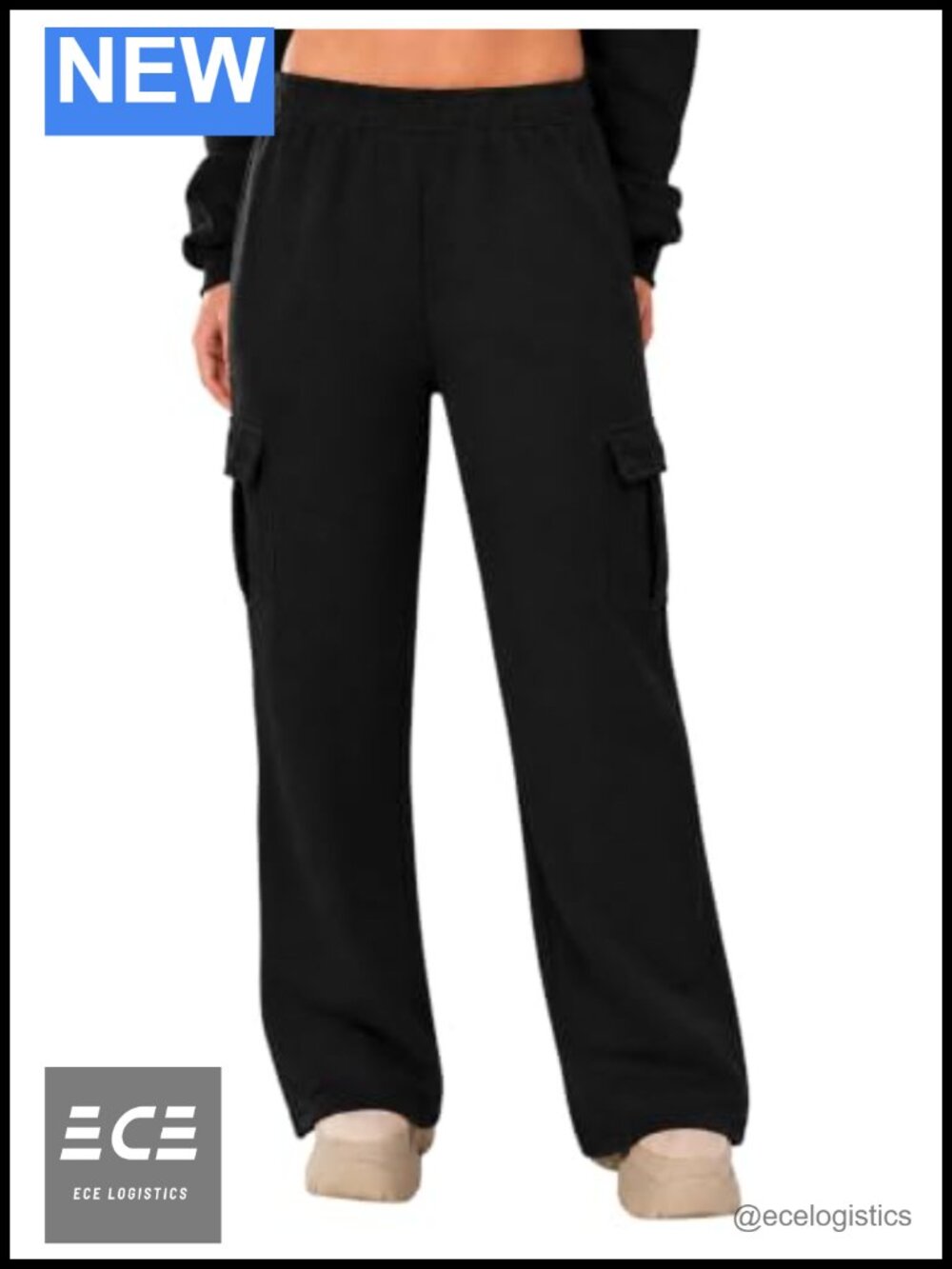 Womens Wide Leg Fleece Sweatpants Cotton Polyester High Waist Drawstring